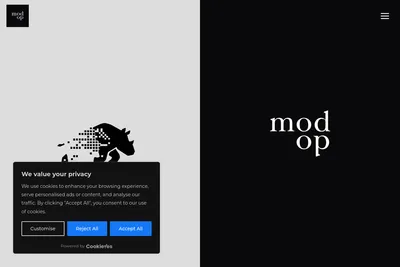 Screenshot of the Mod Op homepage