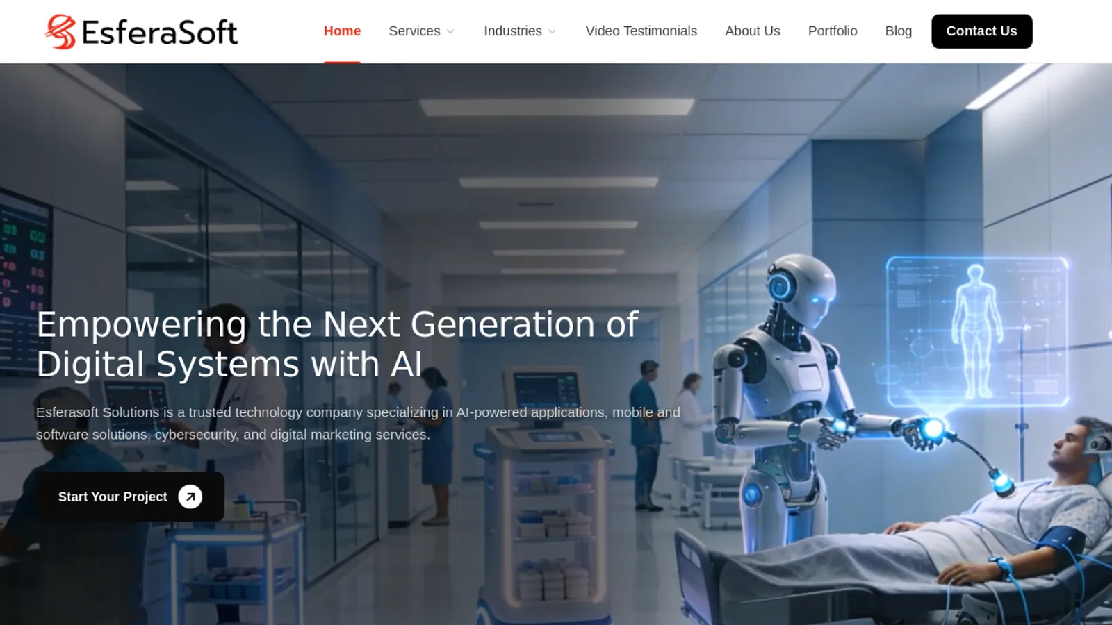 Screenshot of the Esferasoft Solutions Pvt Ltd homepage