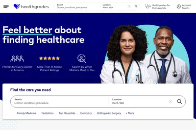 Screenshot of the Healthgrades homepage
