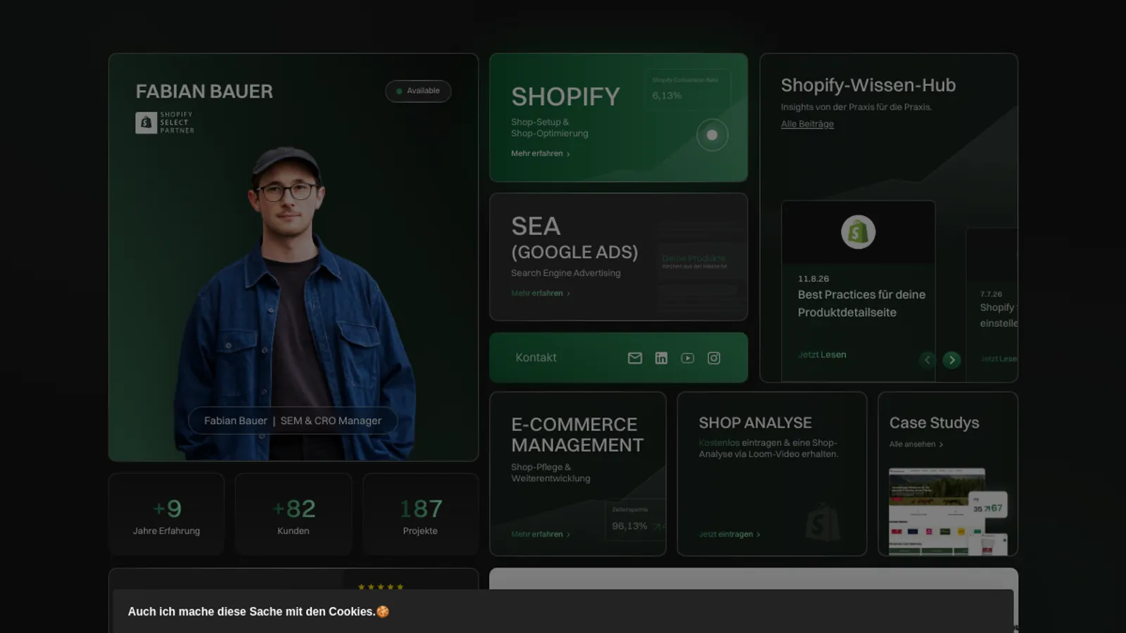 Screenshot of the Fabian Bauer | ECOM MATE GmbH homepage