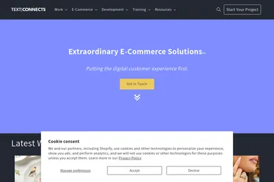 Screenshot of the Text Connects homepage