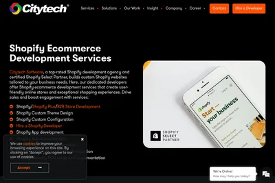 Screenshot of the Citytech Software homepage