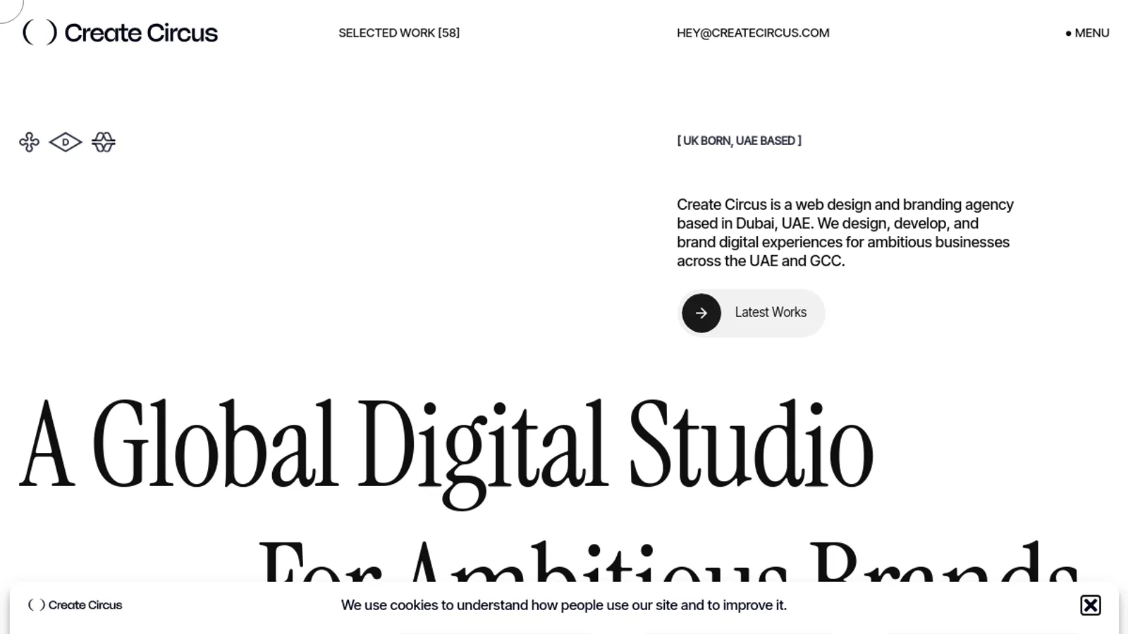 Screenshot of the Create Circus Team homepage