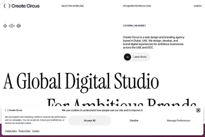 Screenshot of the Create Circus Team homepage