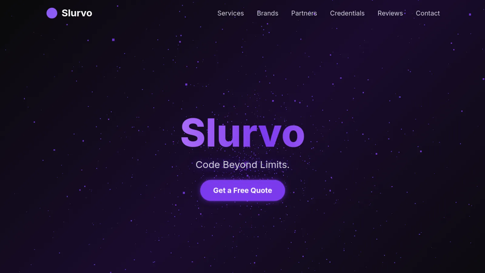 Screenshot of the Slurvo homepage