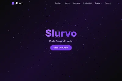 Screenshot of the Slurvo homepage