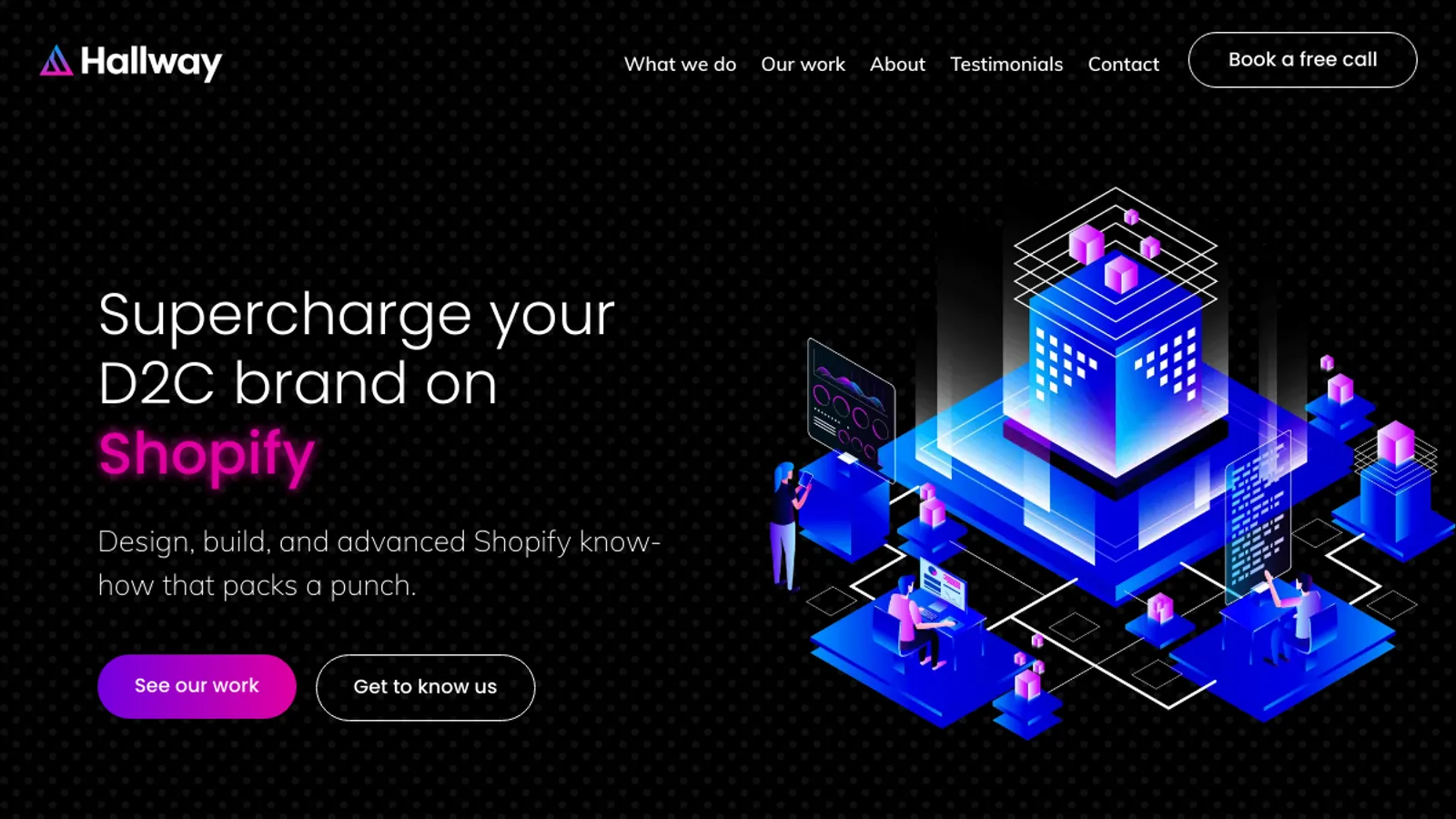 Screenshot of the Hallway homepage