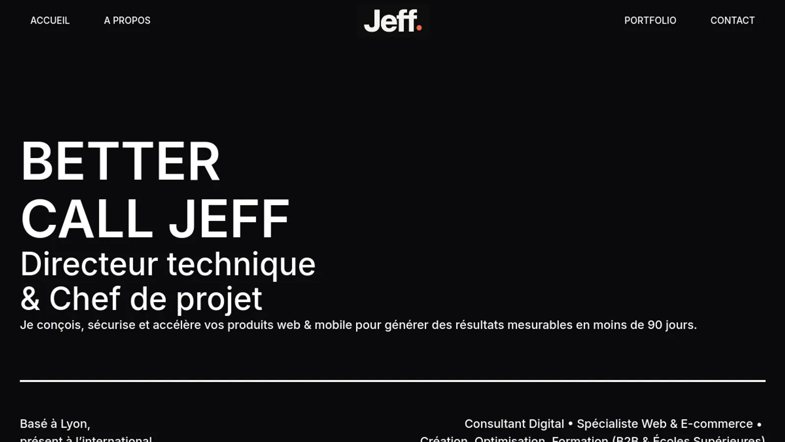 Screenshot of the Better Call Jeff homepage