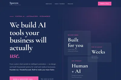 Screenshot of the Sparrow Digital homepage