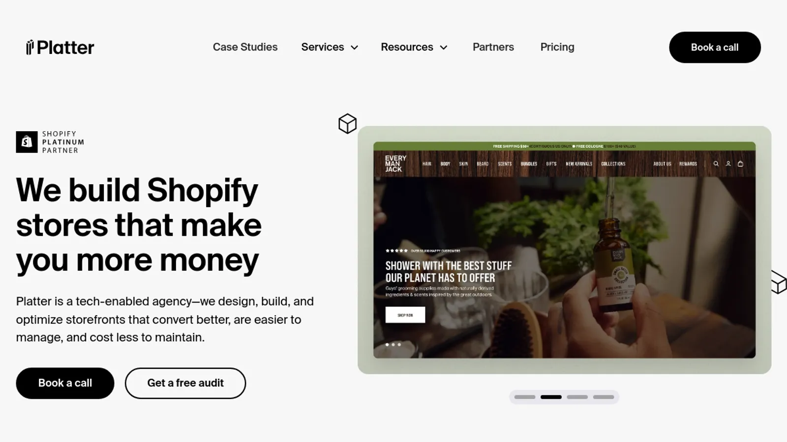 Screenshot of the Platter homepage