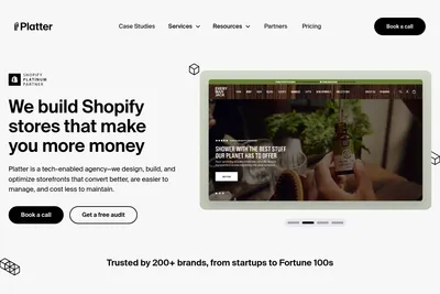 Screenshot of the Platter homepage