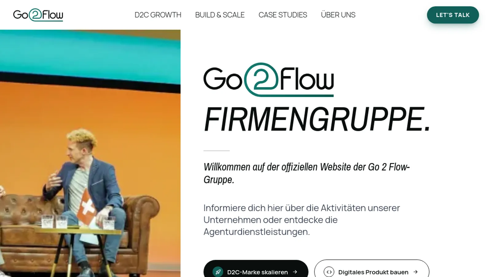 Screenshot of the Go 2 Flow AG homepage