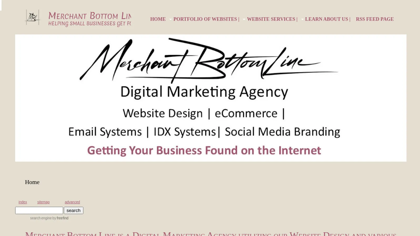 Screenshot of the Merchant Bottom Line homepage