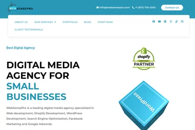 Screenshot of the WebSensePro homepage