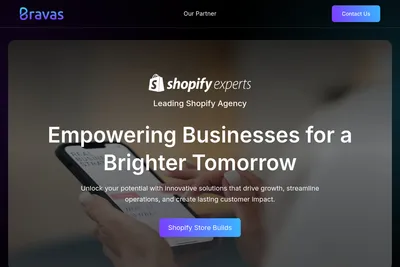 Screenshot of the Bravas homepage