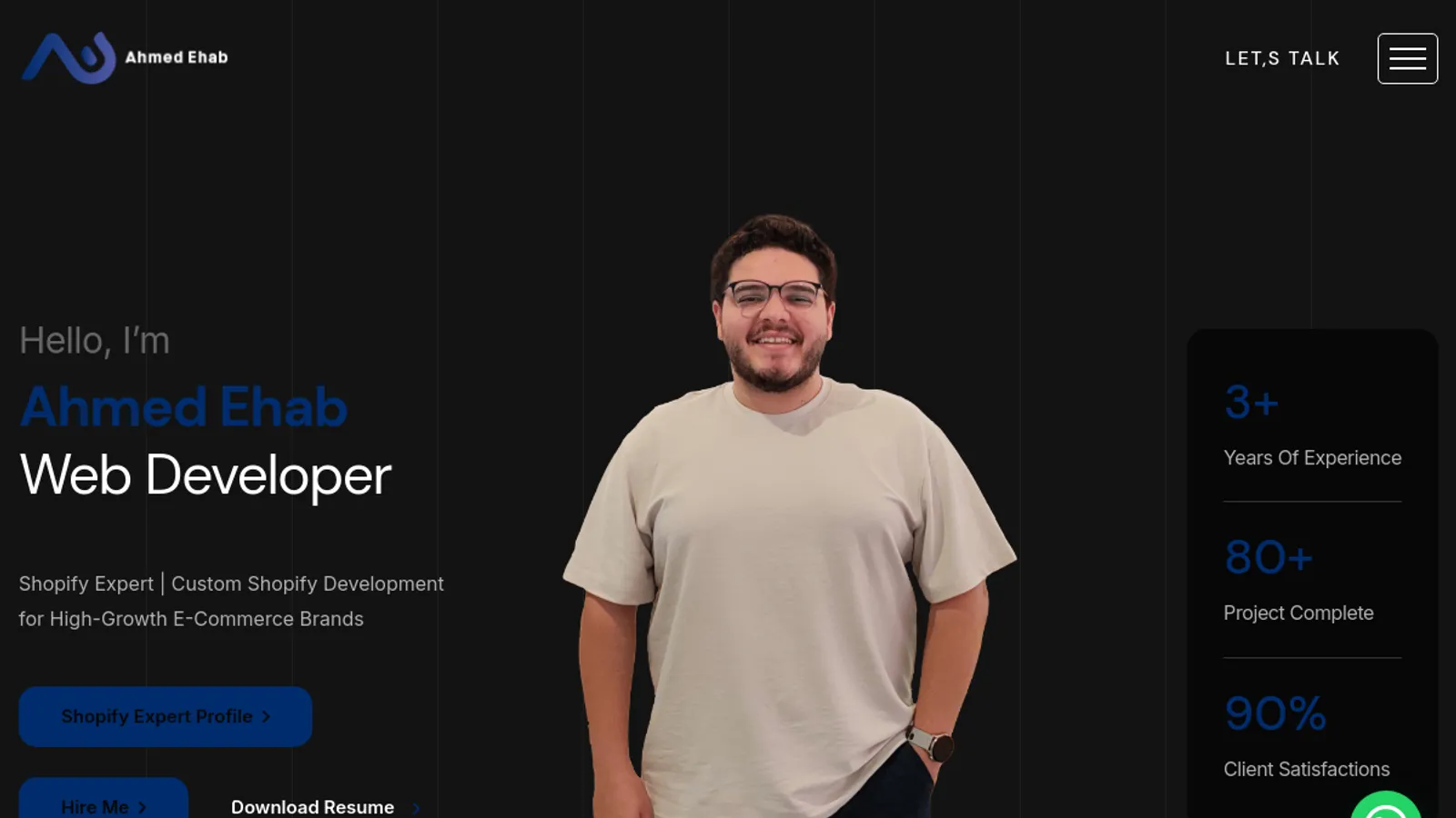 Screenshot of the Ahmed Ehab homepage