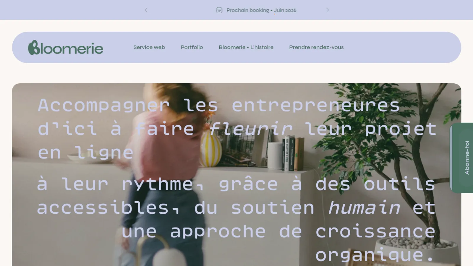 Screenshot of the Bloomerie homepage