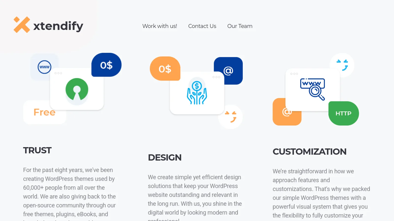 Screenshot of the Xtendify Technologies homepage