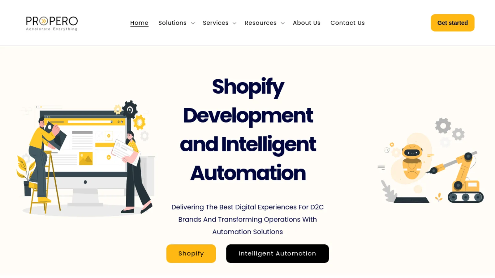 Screenshot of the Propero Consulting homepage