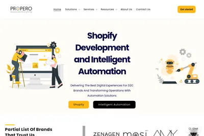 Screenshot of the Propero Consulting homepage