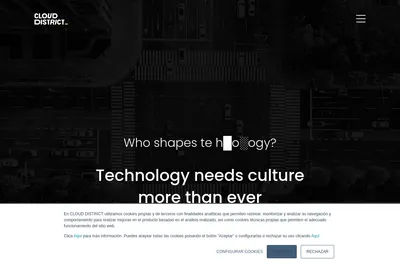 Screenshot of the CLOUD DISTRICT homepage
