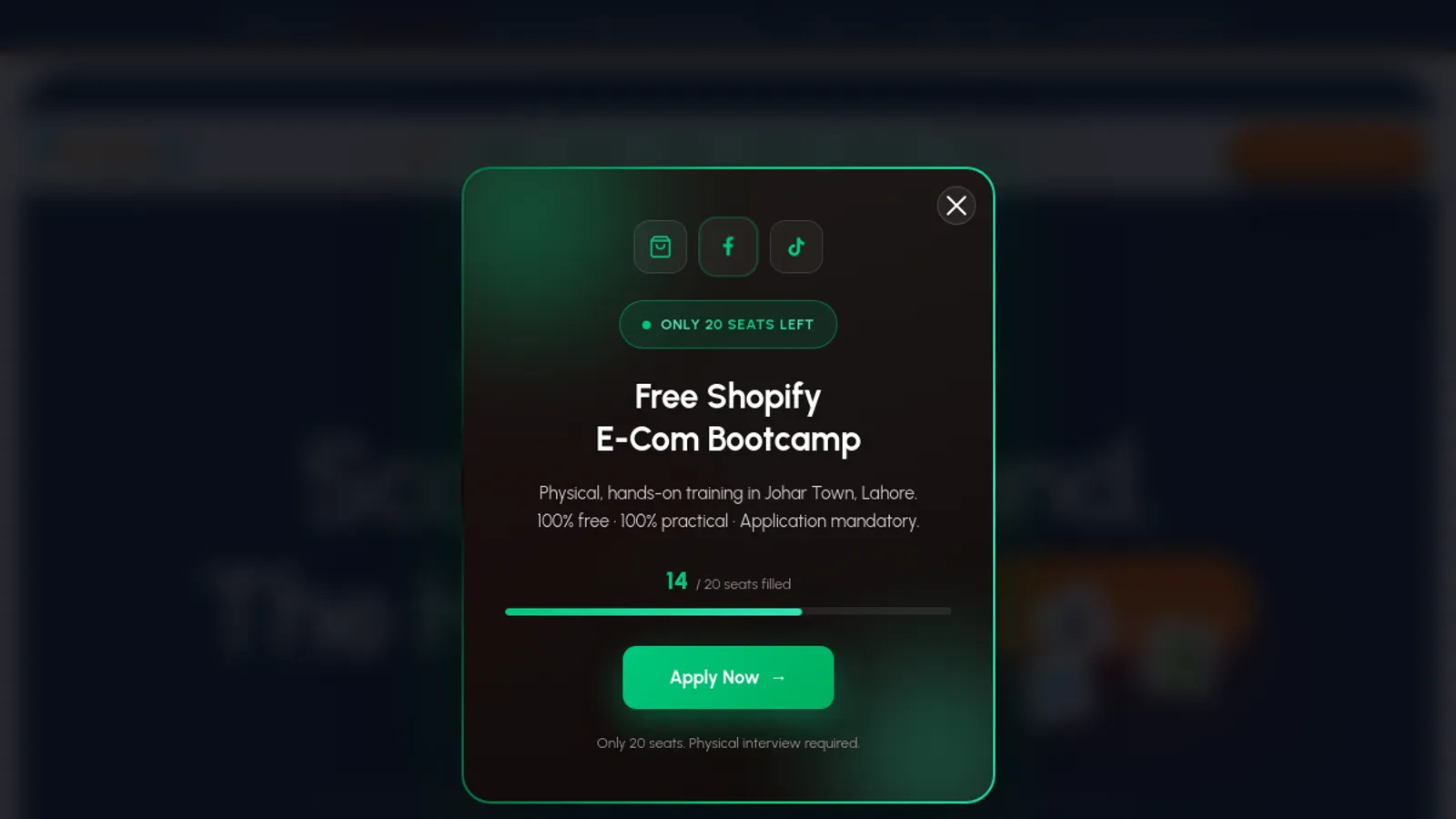 Screenshot of the Creator Biz homepage