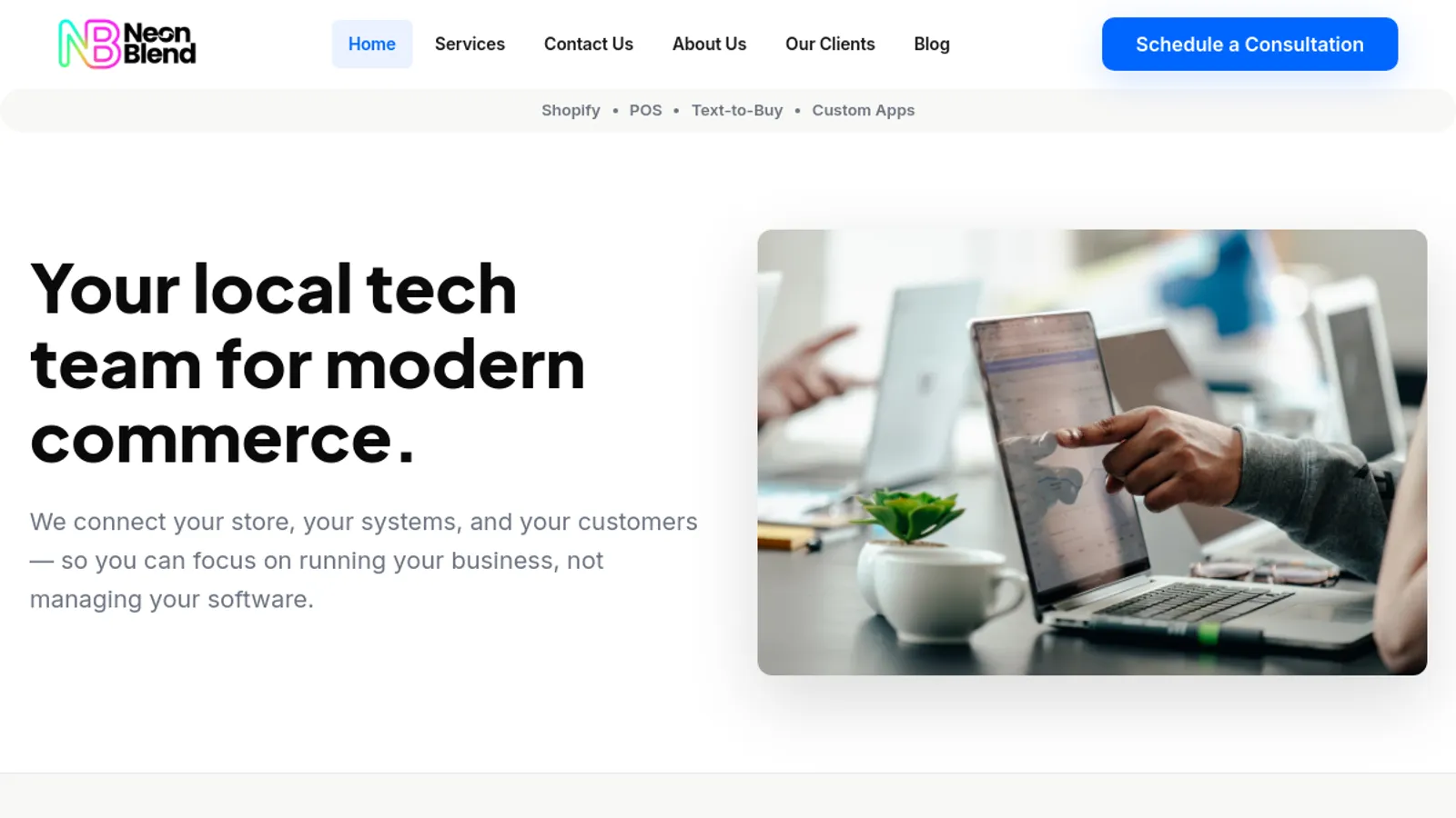 Screenshot of the Neon Blend homepage