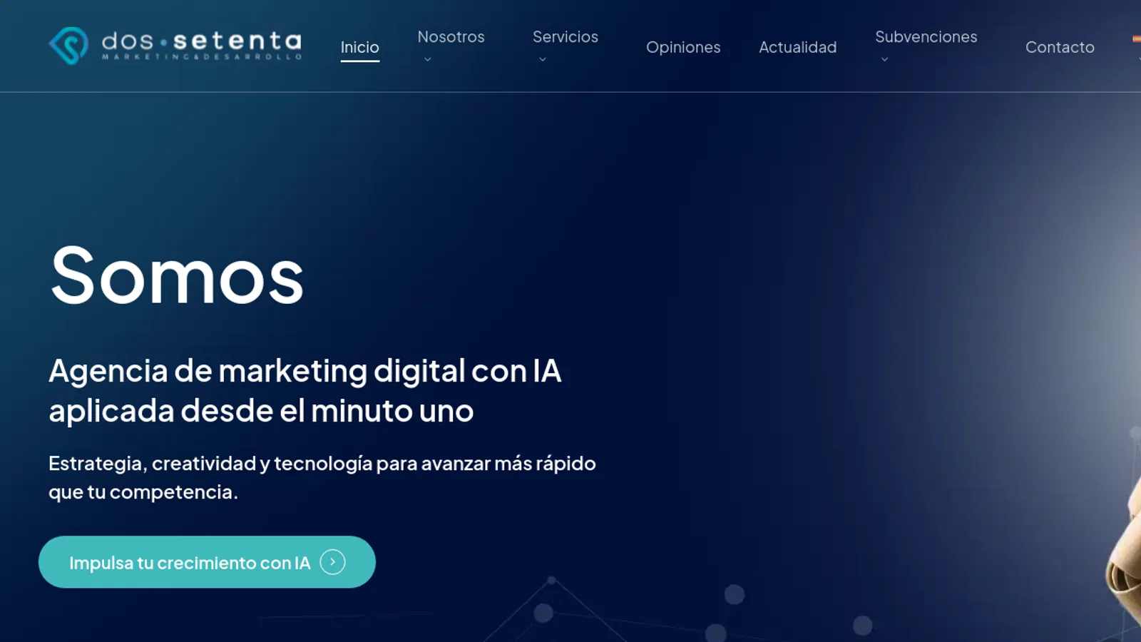 Screenshot of the Dos Setenta: Marketing y Desarrollo homepage