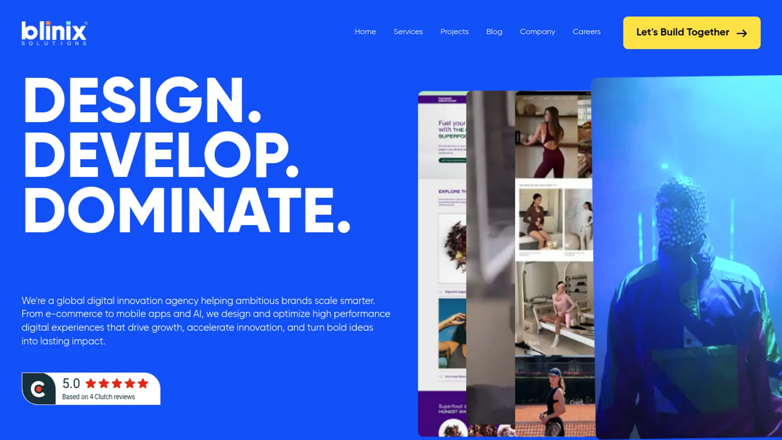 Screenshot of the Blinix Solutions homepage
