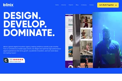 Screenshot of the Blinix Solutions homepage