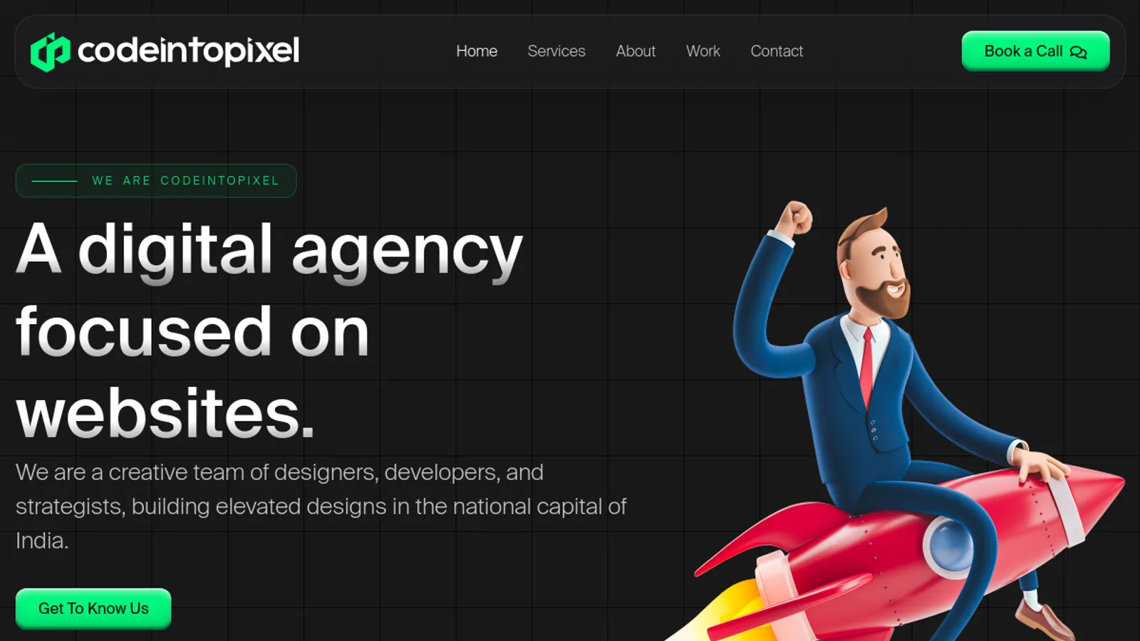 Screenshot of the CodeIntoPixel homepage