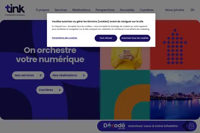 Screenshot of the Tink homepage