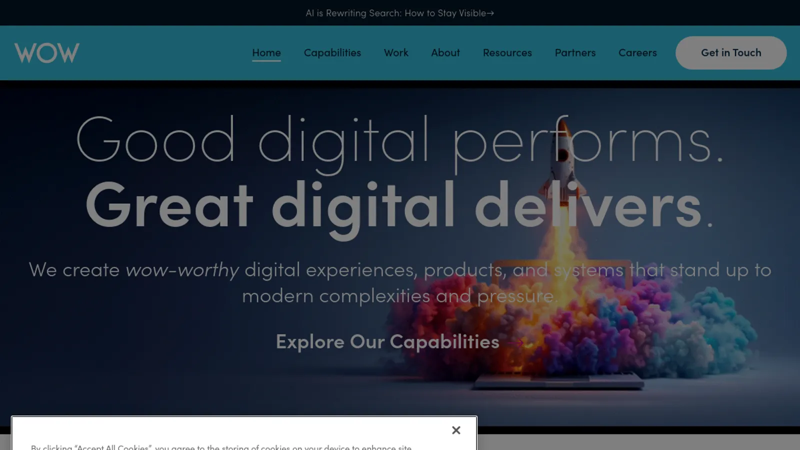 Screenshot of the Whereoware homepage