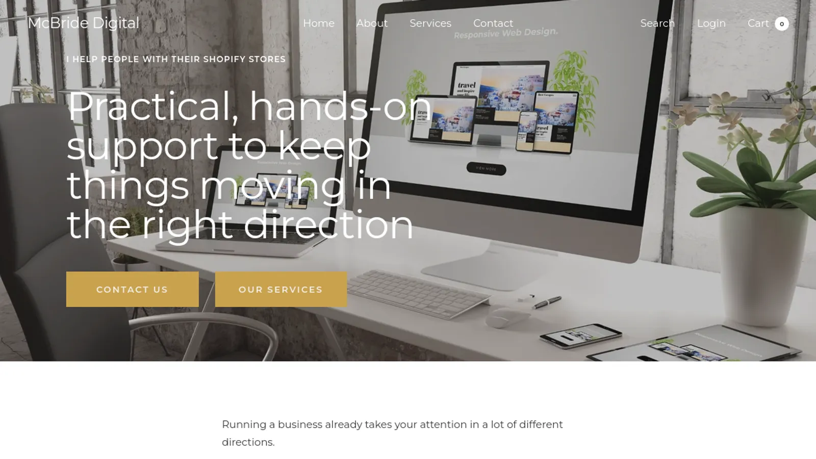 Screenshot of the McBride Digital homepage