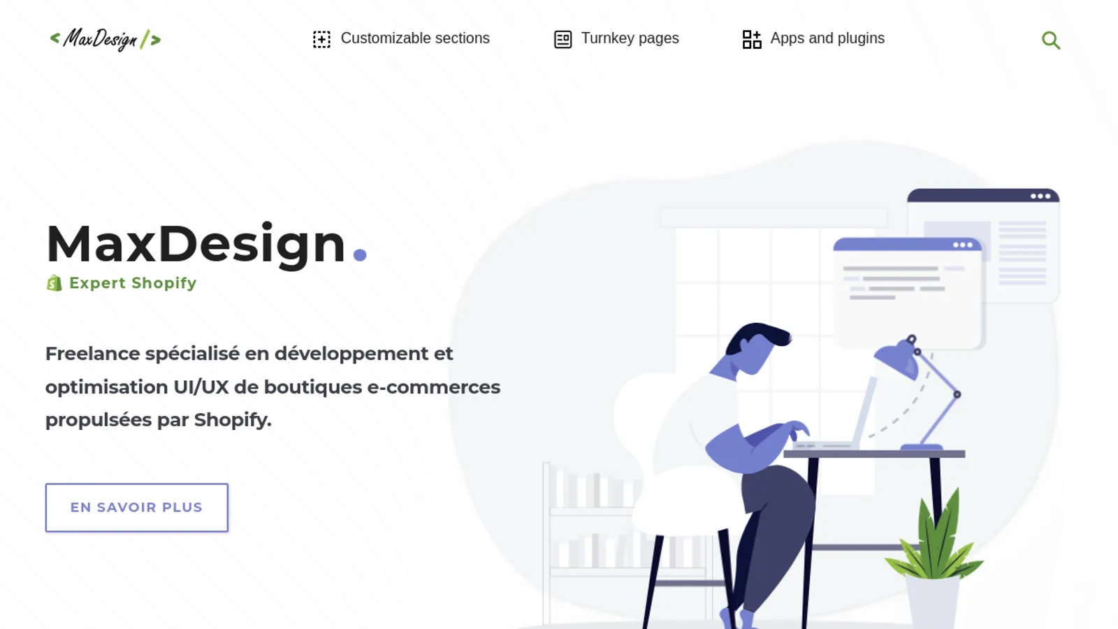 Screenshot of the MaxDesign homepage