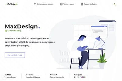 Screenshot of the MaxDesign homepage