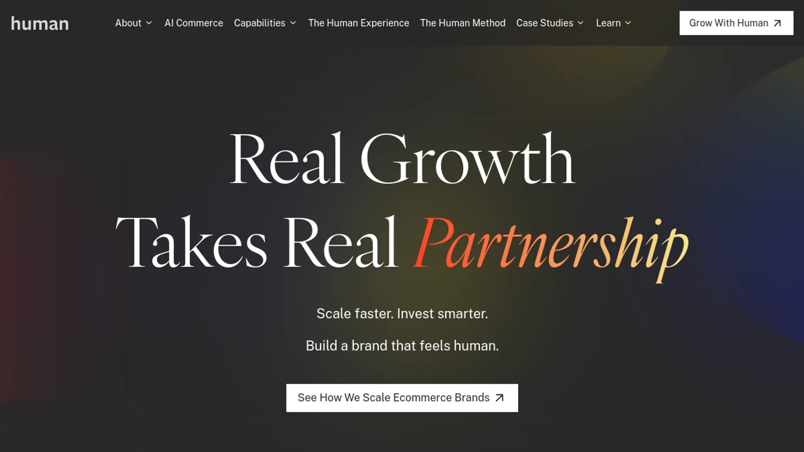 Screenshot of the Human Marketing homepage