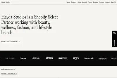 Screenshot of the Hayda Studios homepage