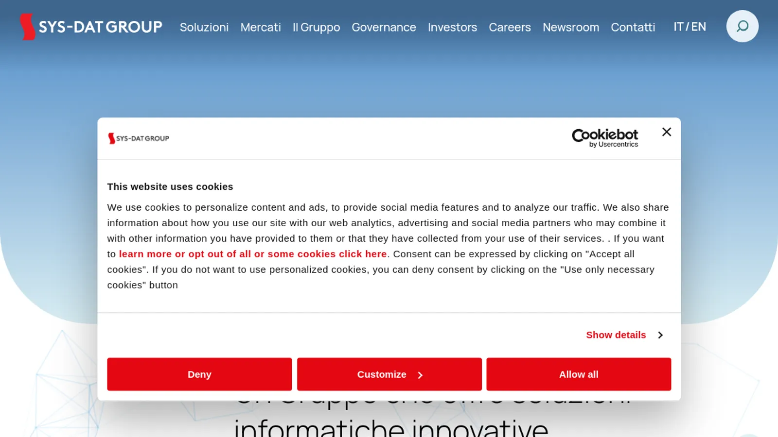 Screenshot of the BTW Informatica S.R.L. homepage
