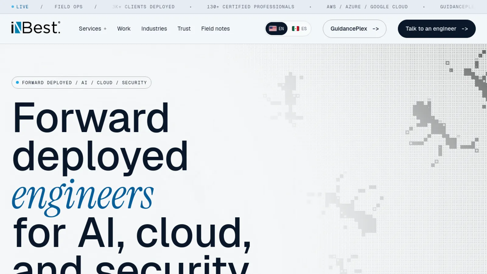 Screenshot of the iNBest homepage