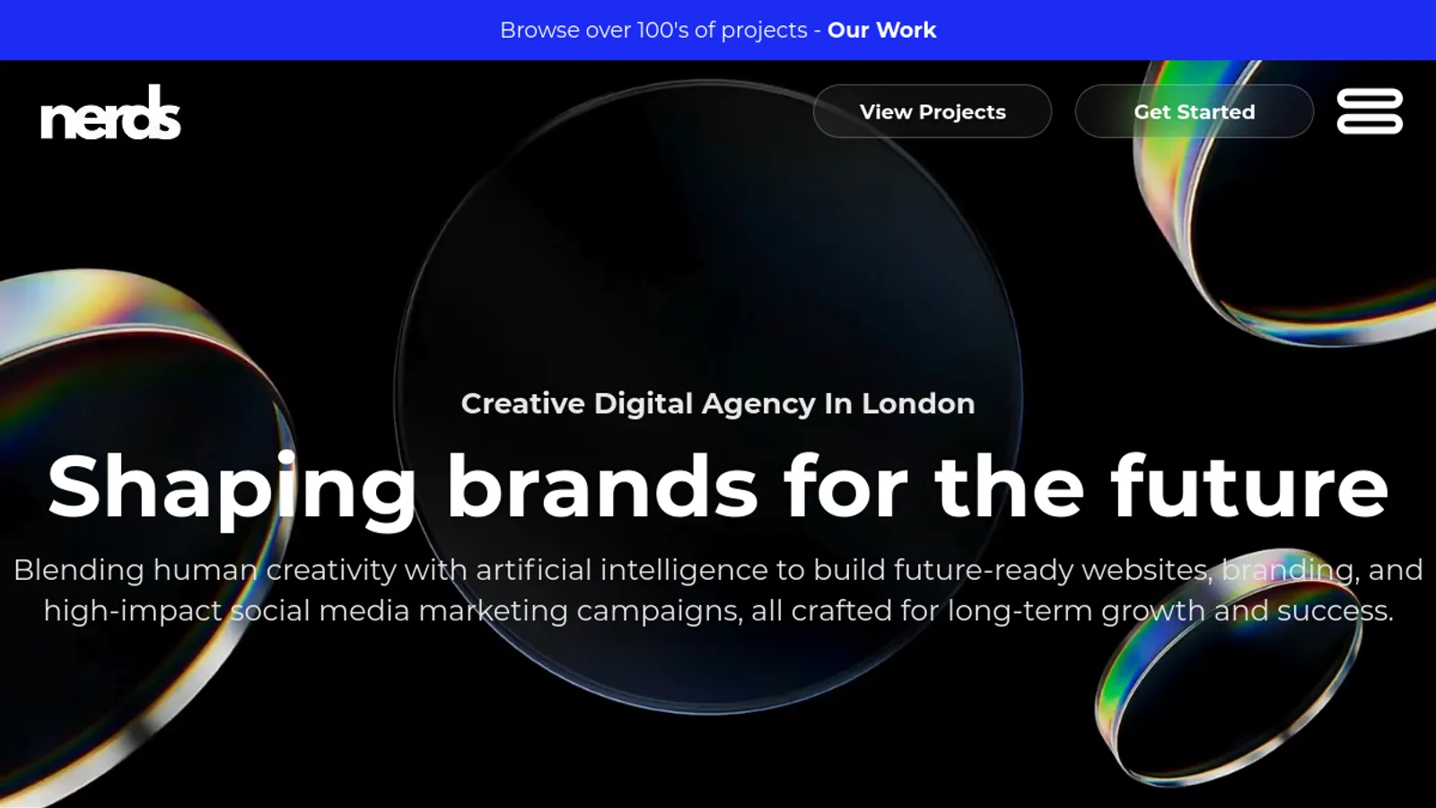 Screenshot of the nerds agency homepage