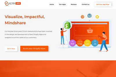 Screenshot of the EnormApps homepage