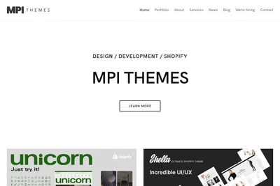 Screenshot of the MPIthemes homepage