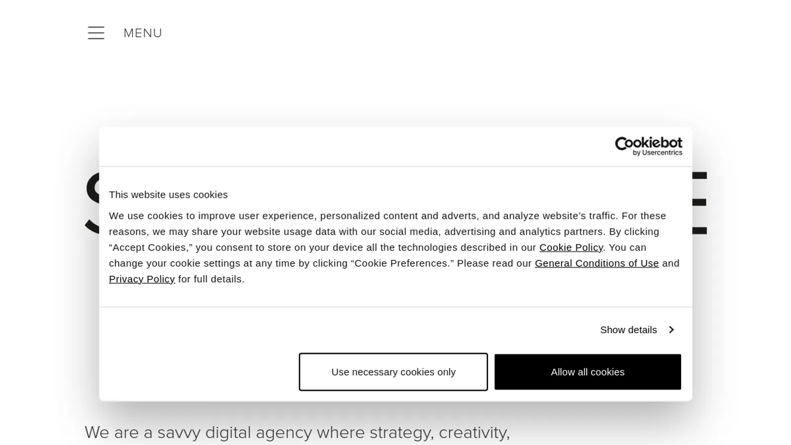 Screenshot of the S'NCE Group homepage