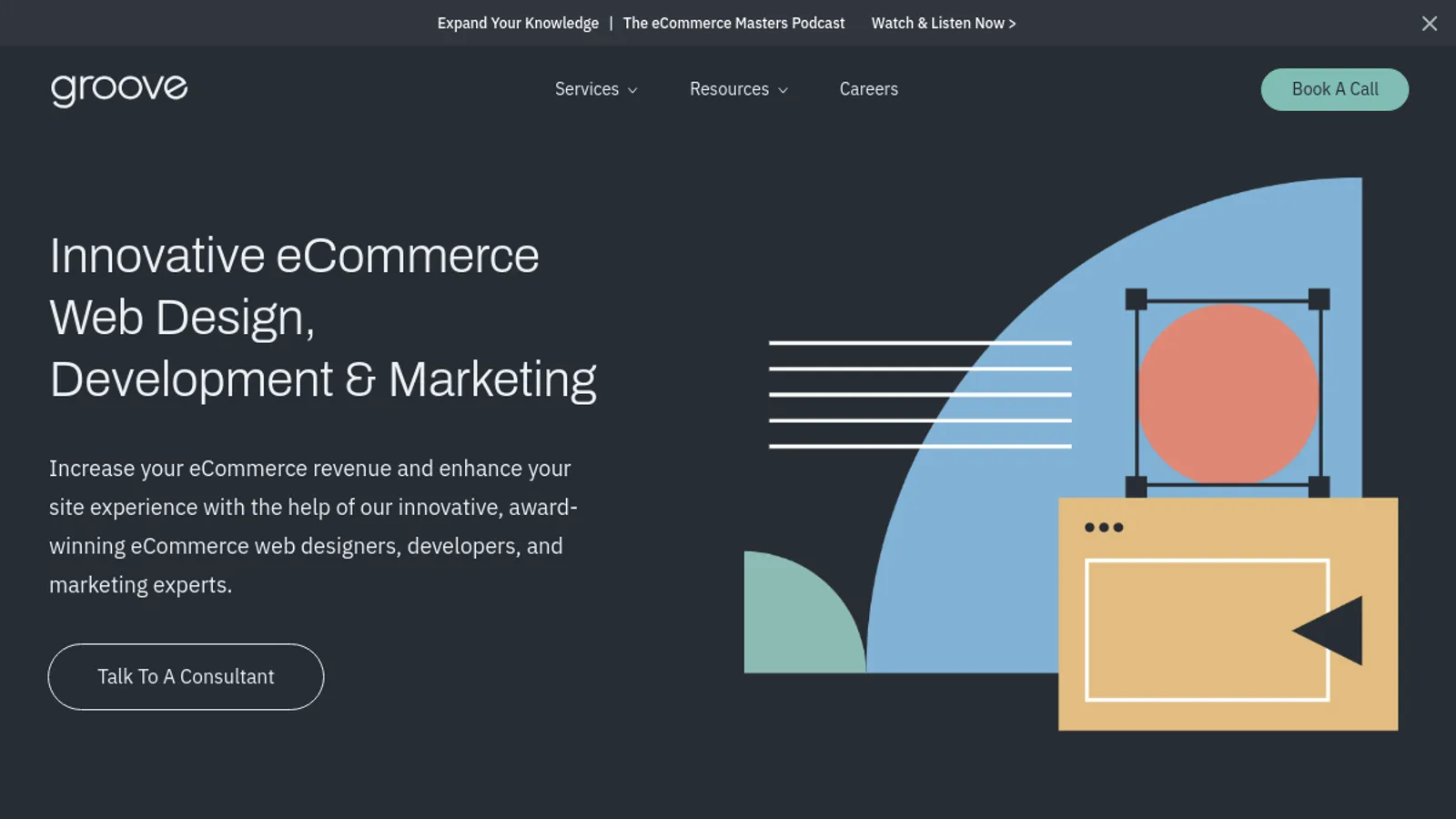 Screenshot of the Groove Commerce homepage