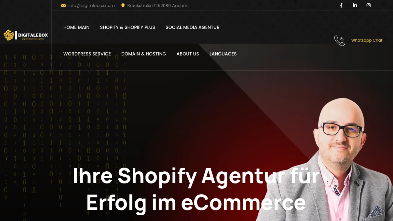 Screenshot of the Digitalebox homepage
