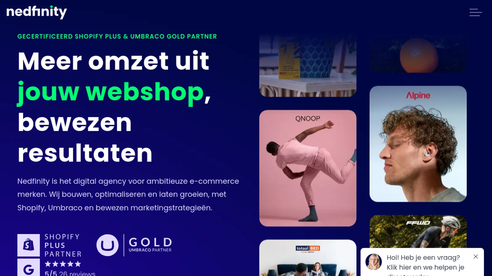Screenshot of the Nedfinity Digital Agency homepage