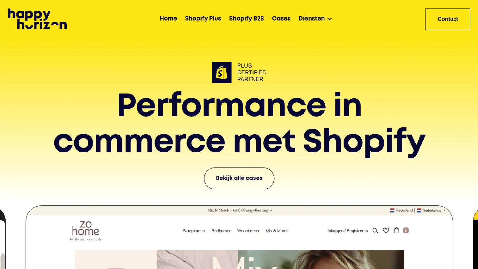 Screenshot of the Happy Horizon homepage