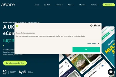 Screenshot of the Aware Digital homepage