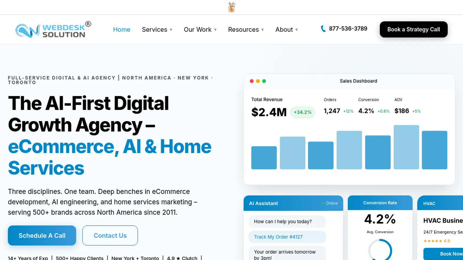 Screenshot of the WEBDESK SOLUTION homepage
